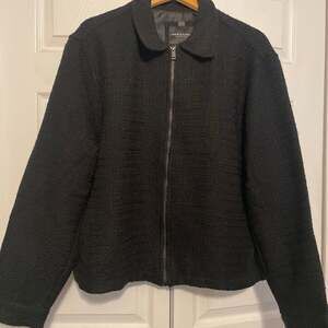 DENIM AND FLOWER Crochet Texture Full Zip Jacket Black Mens XL New